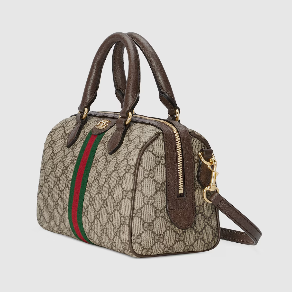 GUCCI Ophidia GG small top handle bag in beige and ebony canvas