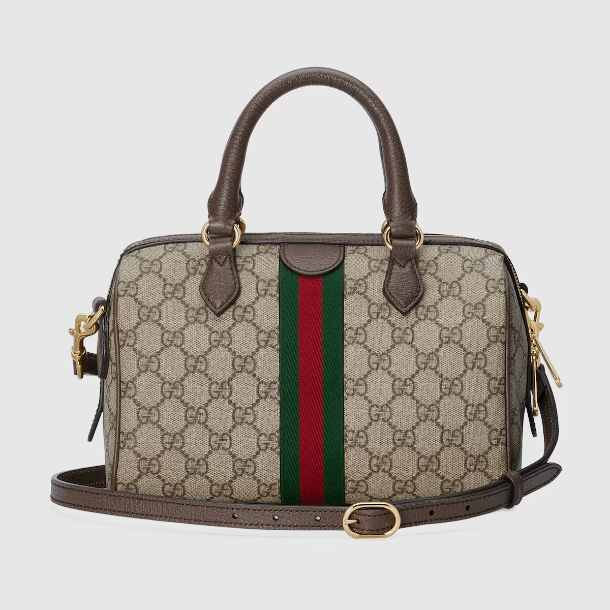 GUCCI Ophidia GG small top handle bag in beige and ebony canvas