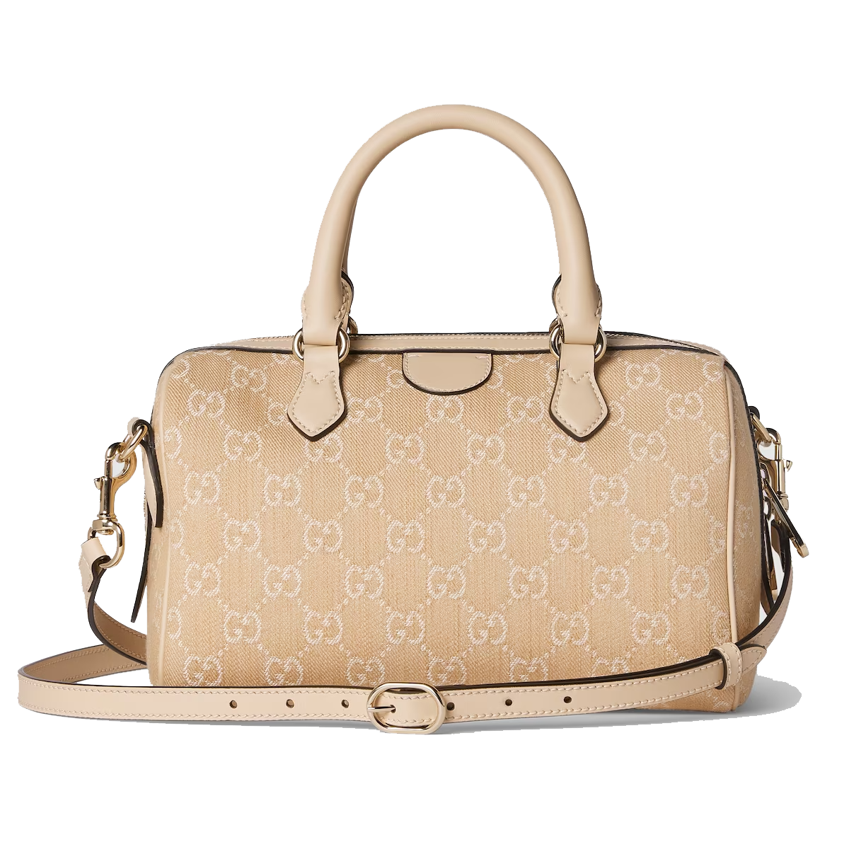 Ophidia GG small top handle bag in light beige denim