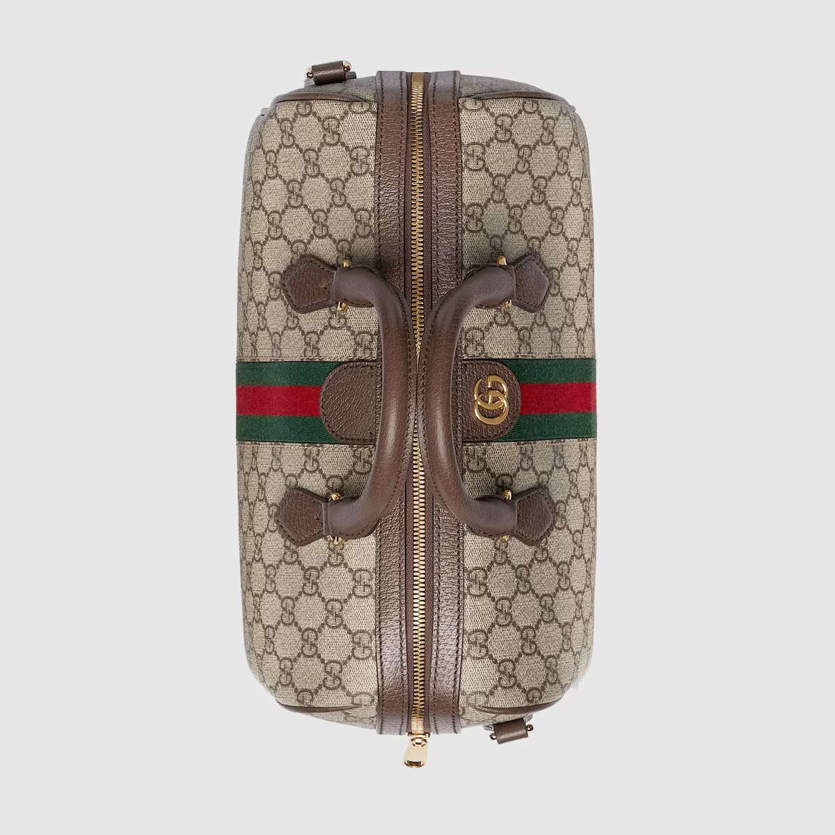 GUCCI Ophidia GG medium top handle bag in beige and ebony canvas