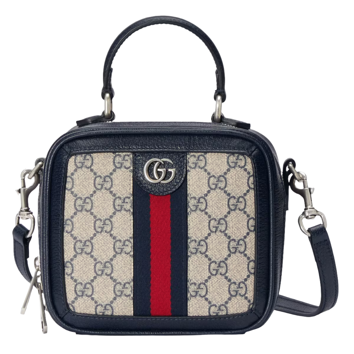 GUCCI Ophidia GG mini top handle bag in beige and blue GG Supreme