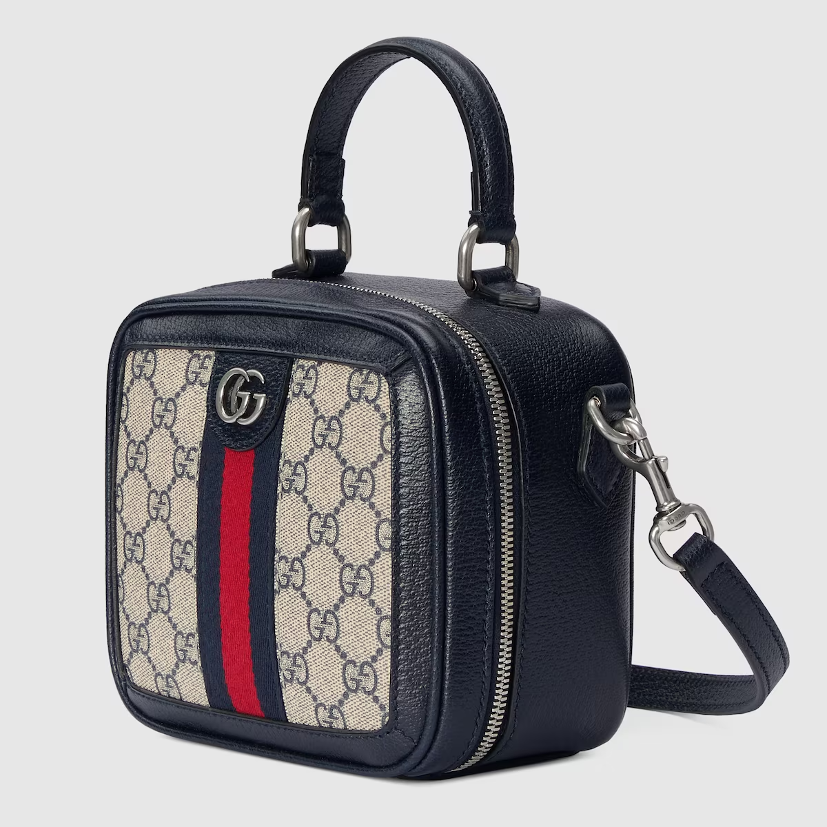 GUCCI Ophidia GG mini top handle bag in beige and blue GG Supreme