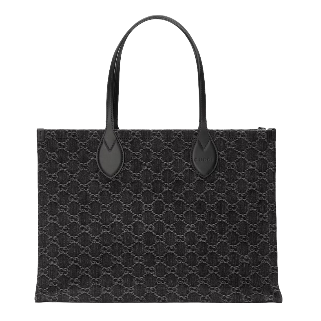 GUCCI Ophidia GG large tote bag in black and grey denim