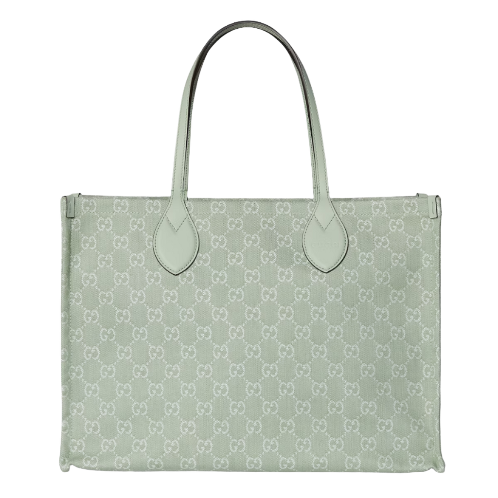 GUCCI Ophidia GG large tote bag in pale green denim
