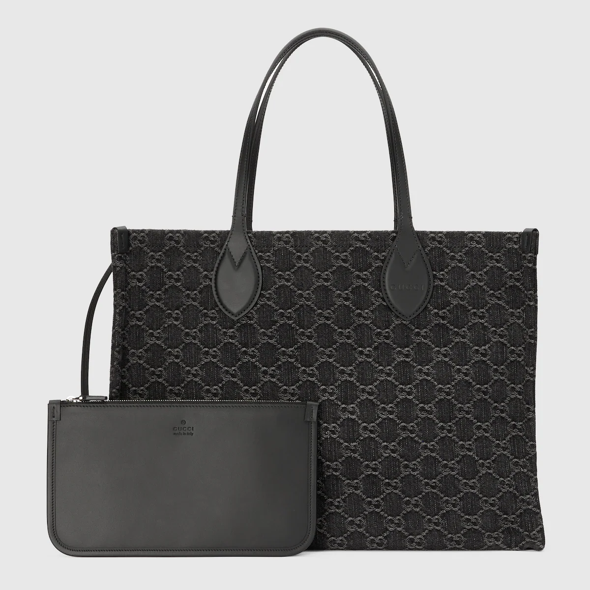 GUCCI Ophidia GG large tote bag in black and grey denim