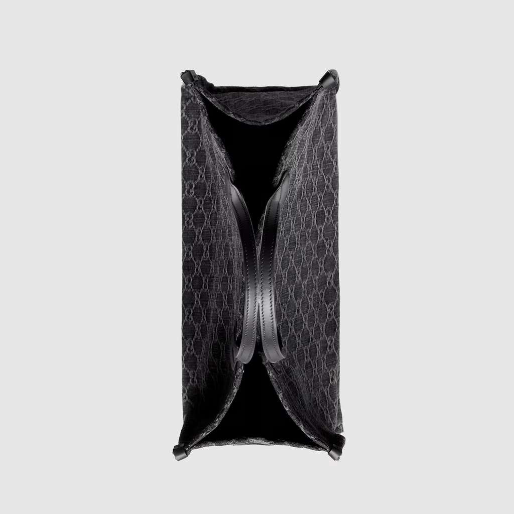 GUCCI Ophidia GG large tote bag in black and grey denim