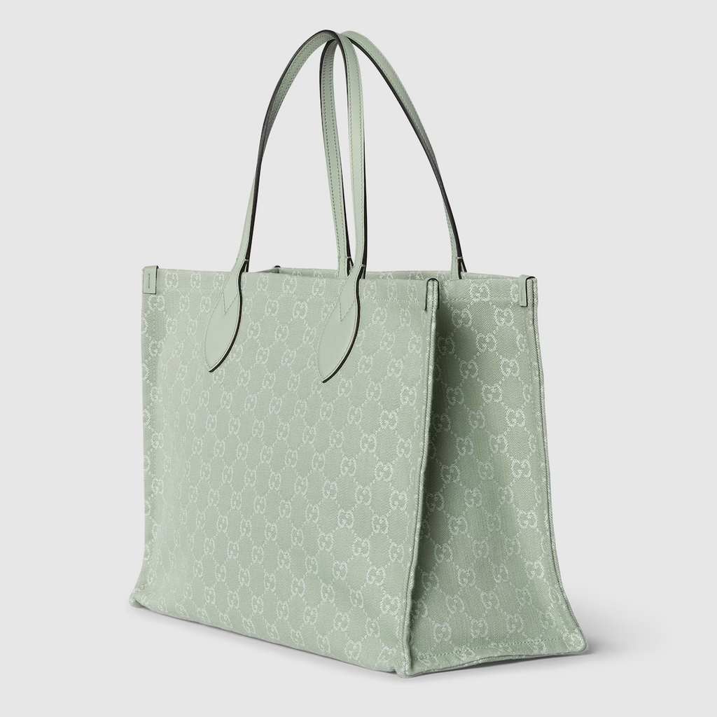 GUCCI Ophidia GG large tote bag in pale green denim