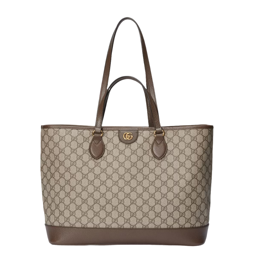 GUCCI Ophidia medium tote bag in beige and ebony Supreme