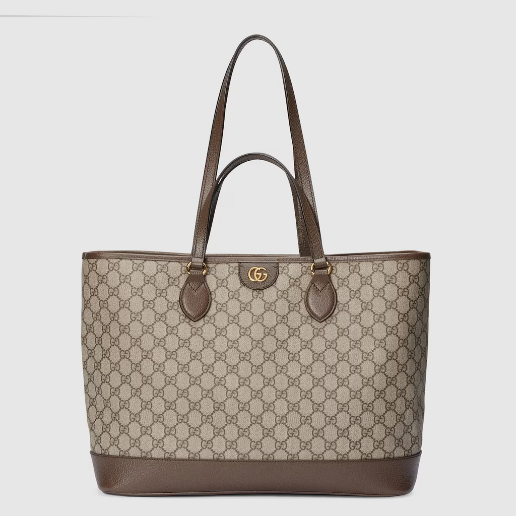 GUCCI Ophidia medium tote bag in beige and ebony Supreme