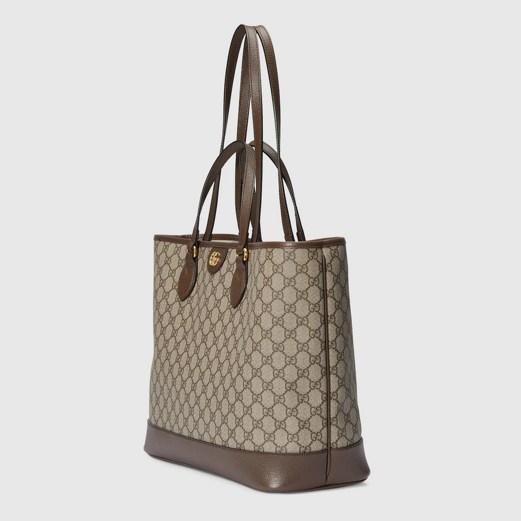 GUCCI Ophidia medium tote bag in beige and ebony Supreme