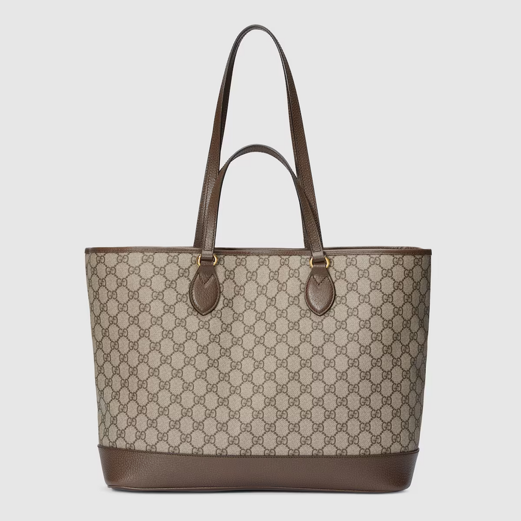 GUCCI Ophidia medium tote bag in beige and ebony Supreme