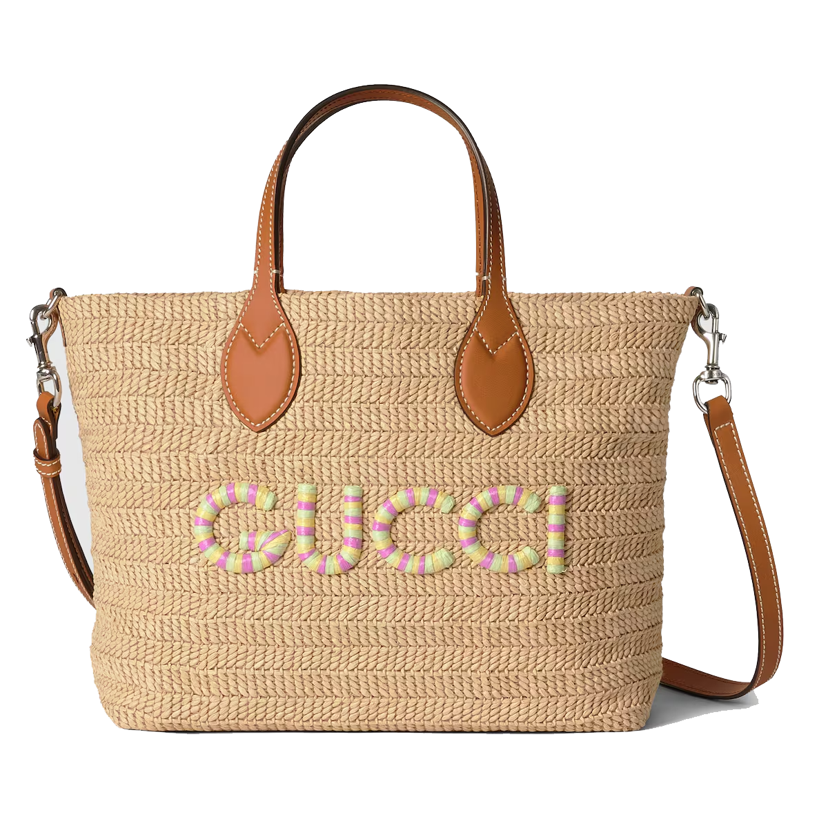 Gucci Small straw-effect tote in natural straw effect raffia