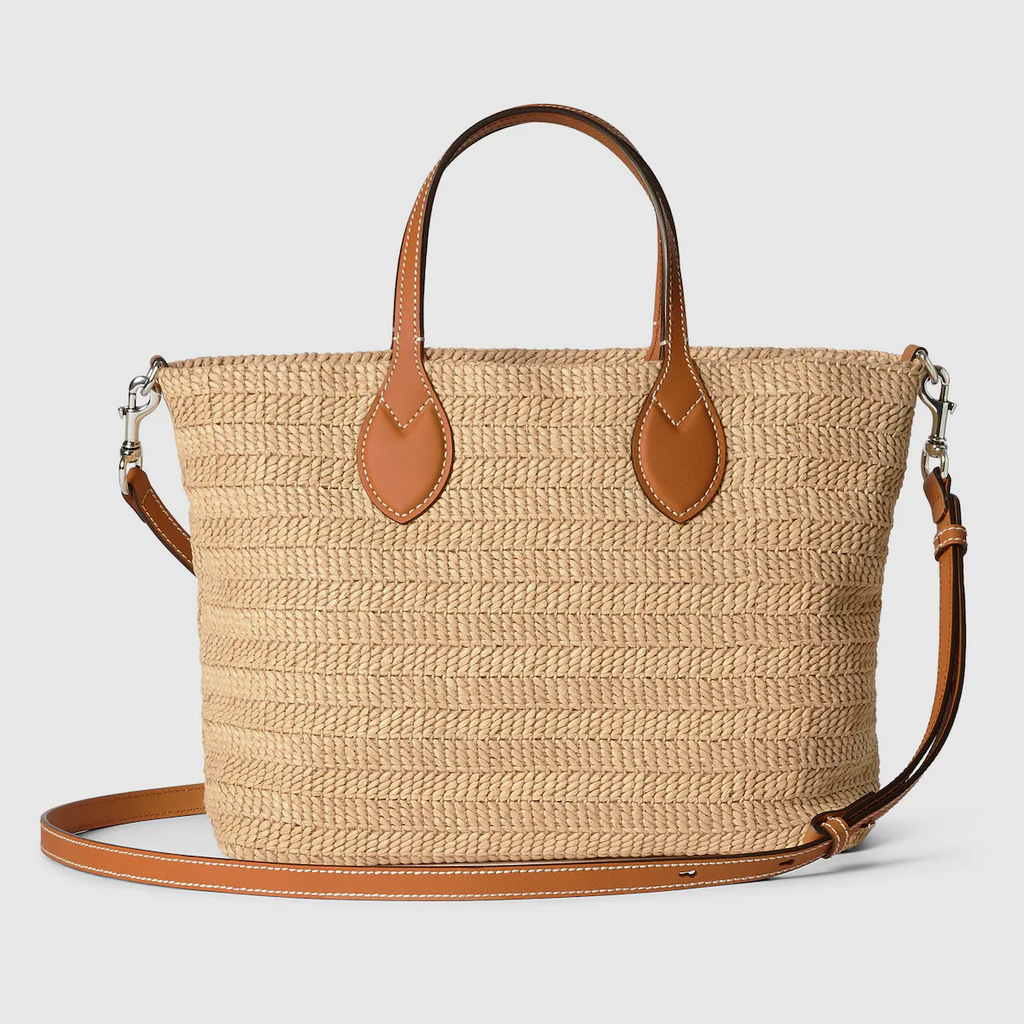 Gucci Small straw-effect tote in natural straw effect raffia