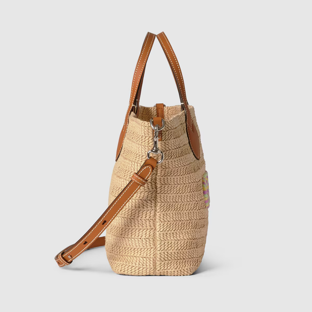 Gucci Small straw-effect tote in natural straw effect raffia