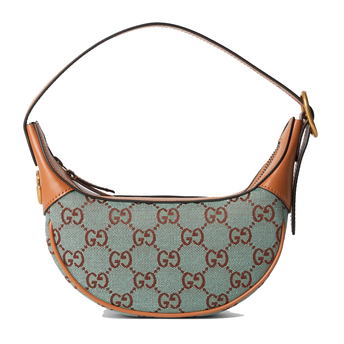 Ophidia super mini shoulder bag in pale blue and brown canvas