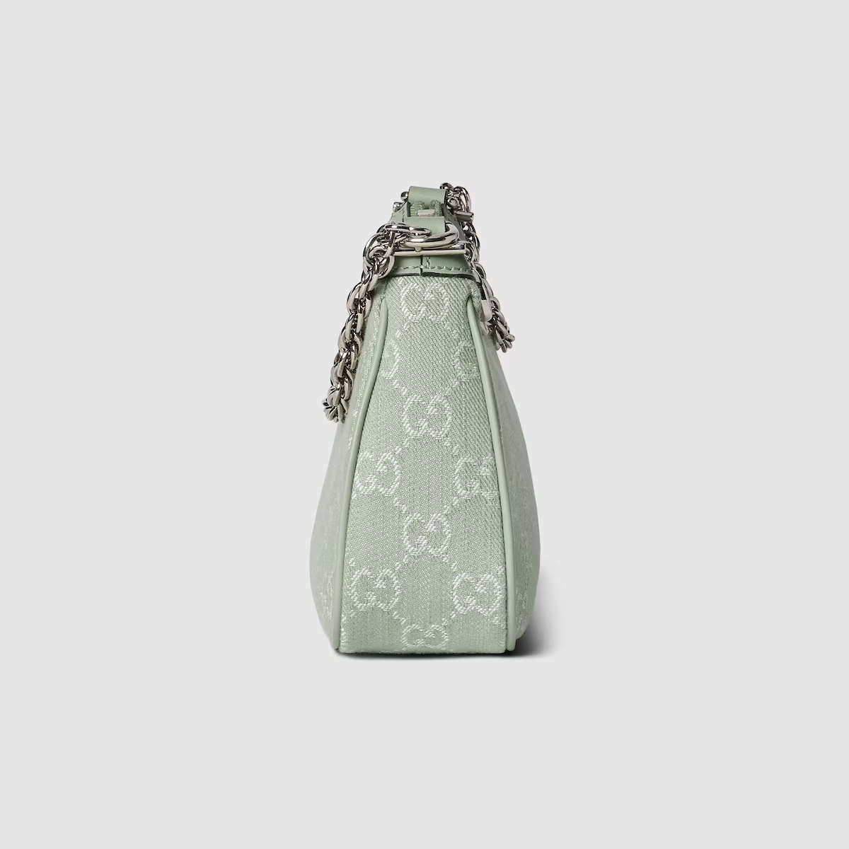 Ophidia GG small shoulder bag in pale green denim