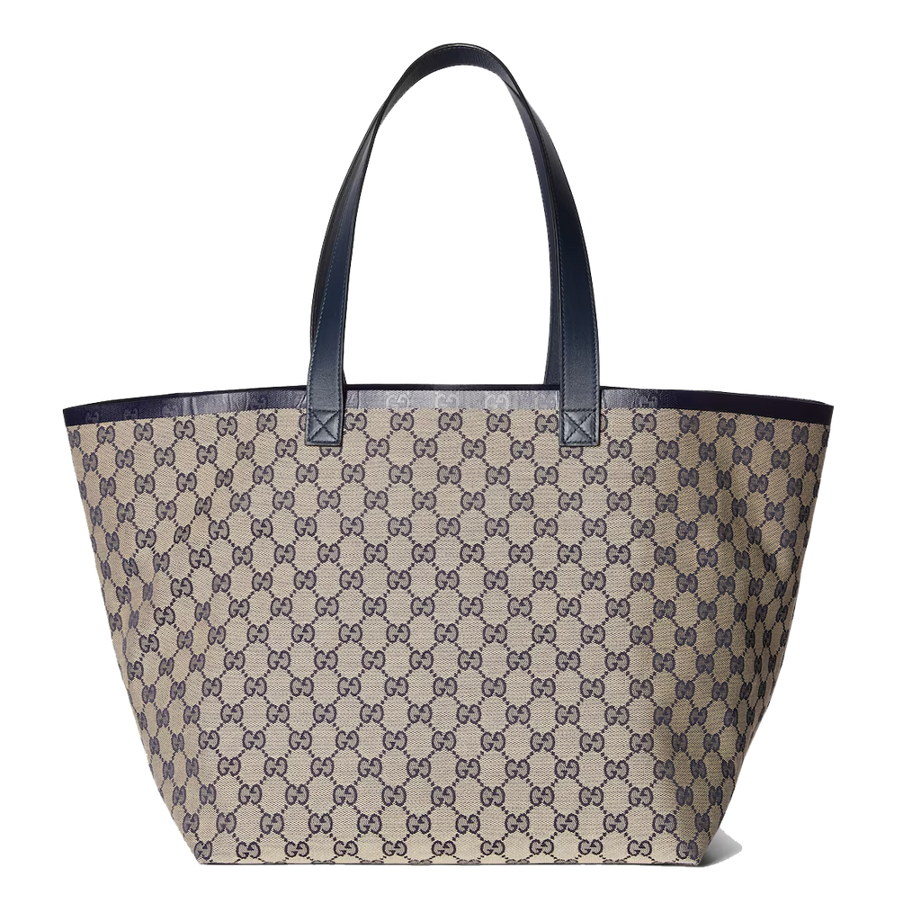 Original GG medium tote bag in beige and blue GG canvas