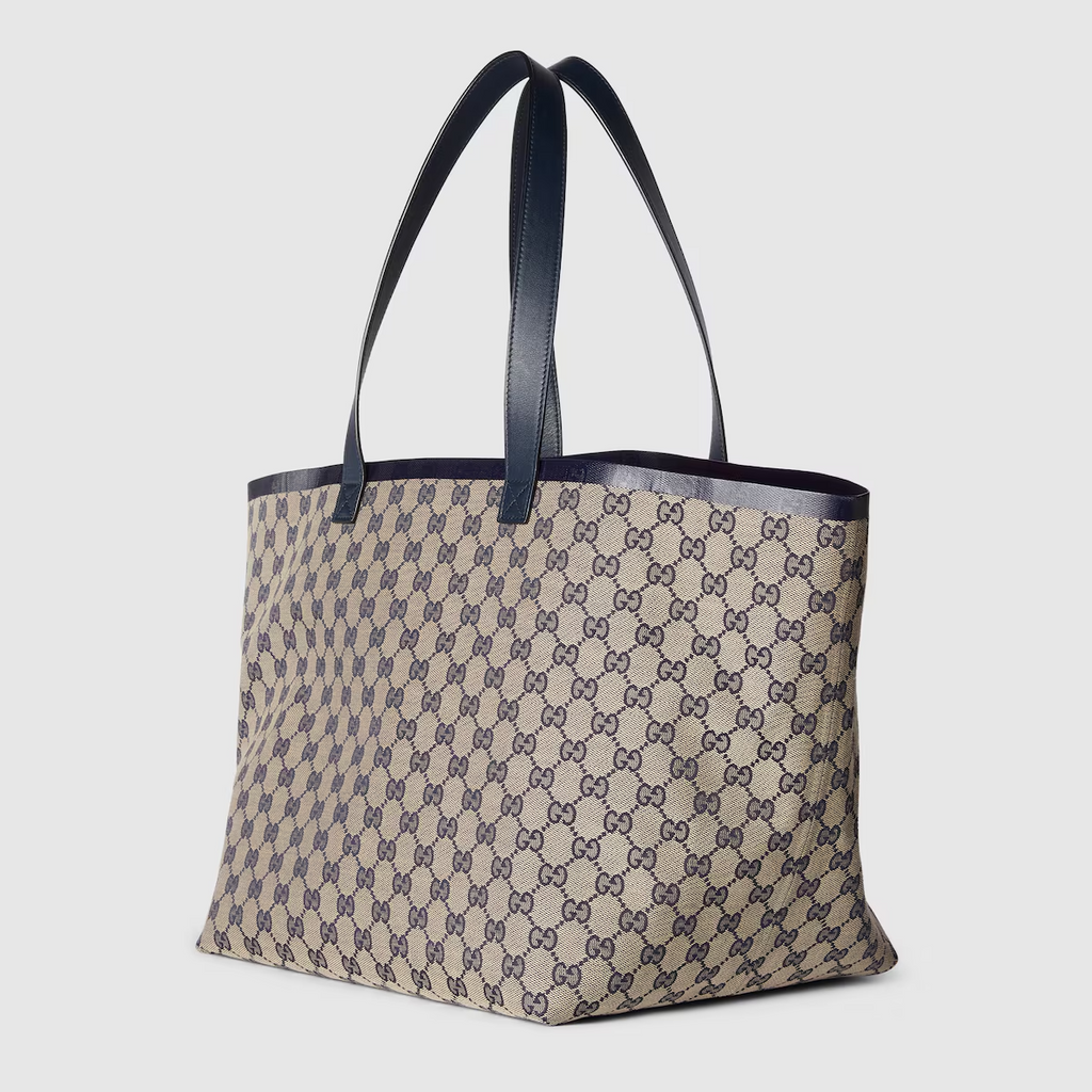 Original GG medium tote bag in beige and blue GG canvas