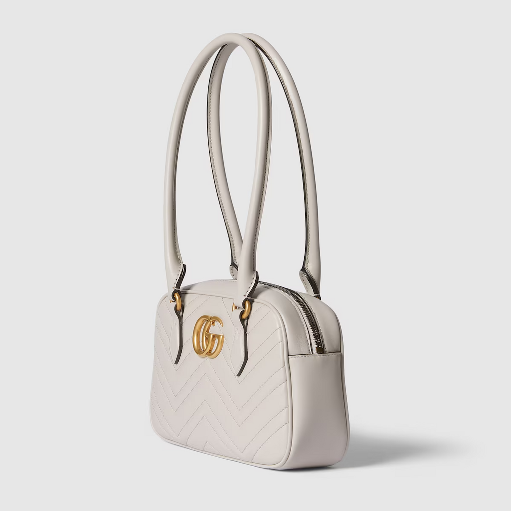 GG Marmont small top handle bag in white leather