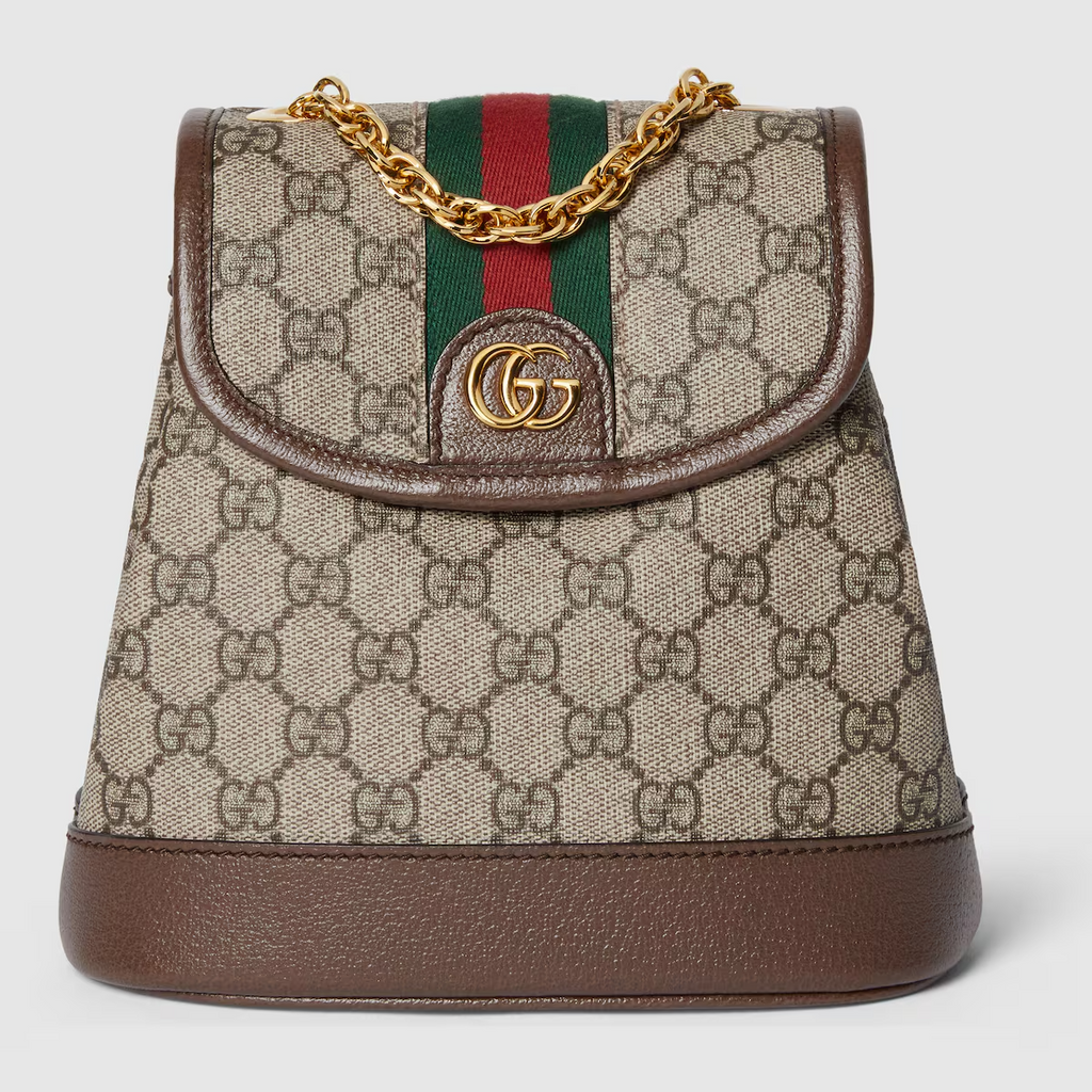 GUCCI Ophidia mini backpack in beige and ebony Supreme