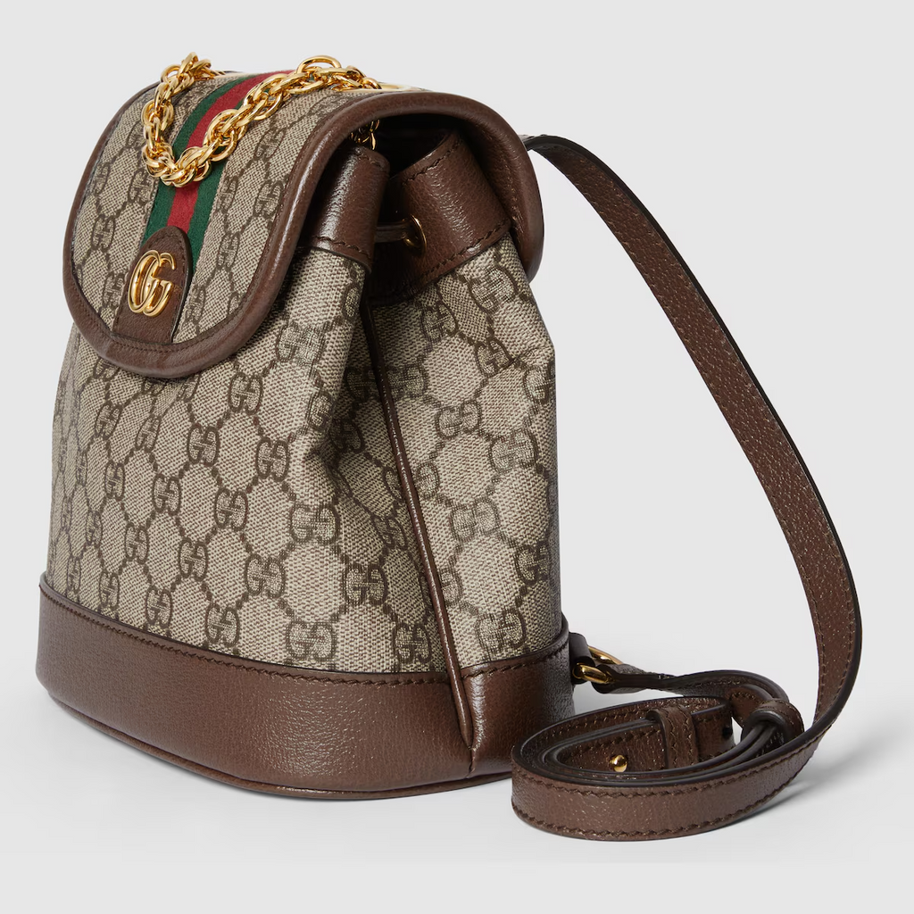 GUCCI Ophidia mini backpack in beige and ebony Supreme