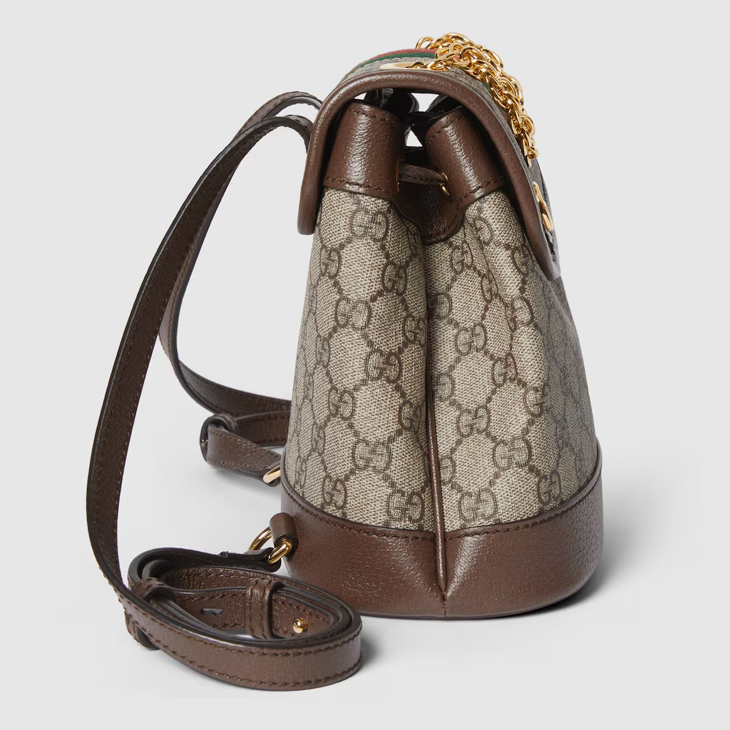 GUCCI Ophidia mini backpack in beige and ebony Supreme
