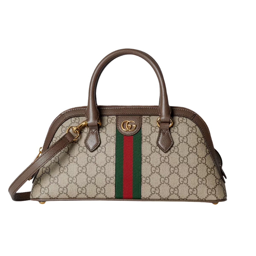 GUCCI  Ophidia small top handle bag in beige and ebony GG Supreme