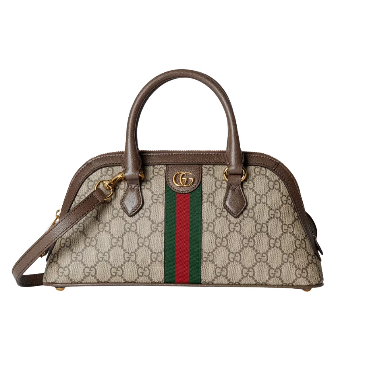 GUCCI  Ophidia small top handle bag in beige and ebony GG Supreme