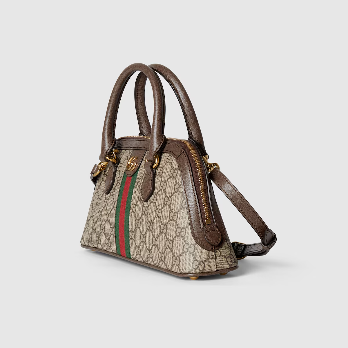 GUCCI  Ophidia small top handle bag in beige and ebony GG Supreme