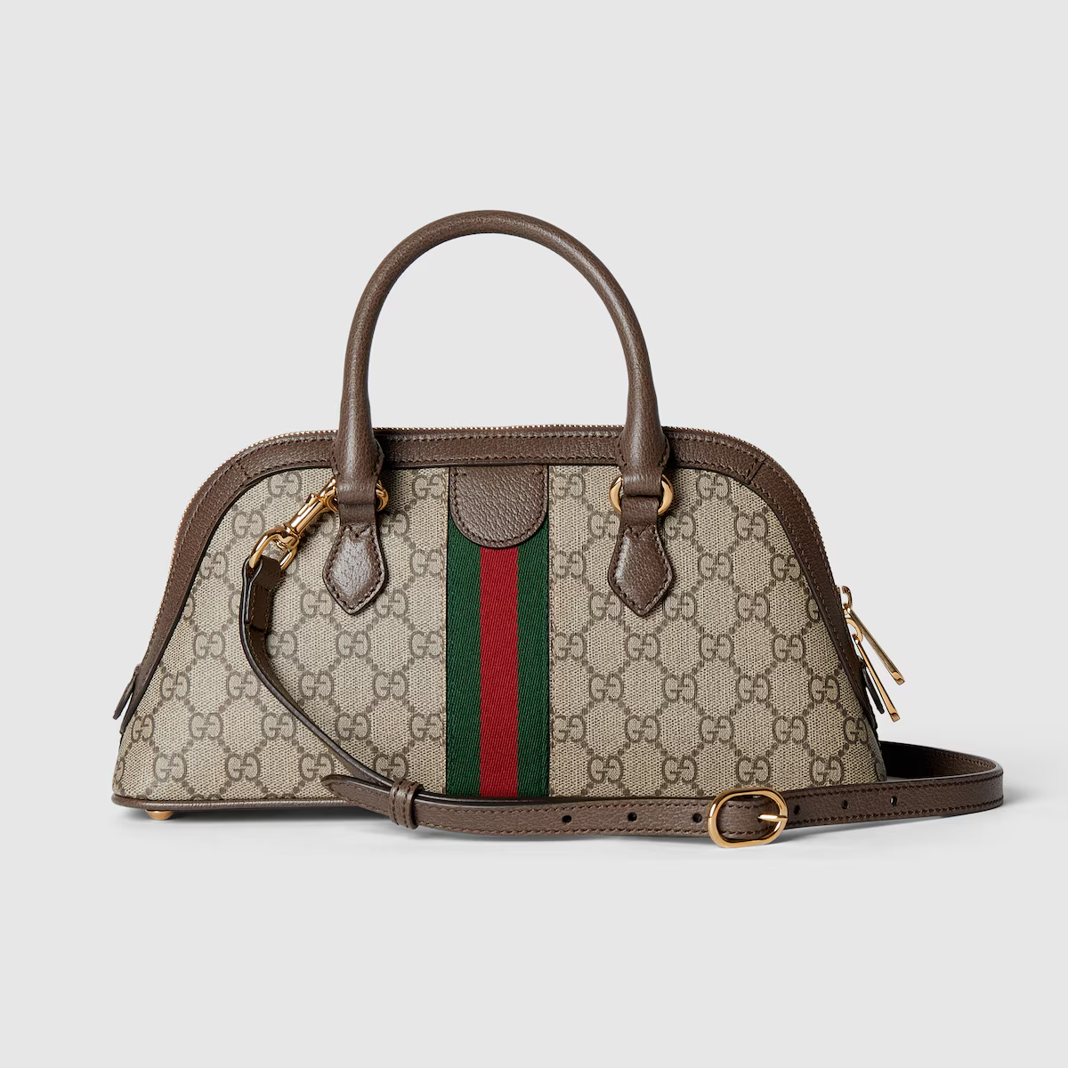 GUCCI  Ophidia small top handle bag in beige and ebony GG Supreme