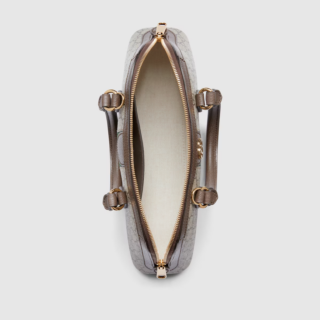 GUCCI  Ophidia small top handle bag in beige and ebony GG Supreme