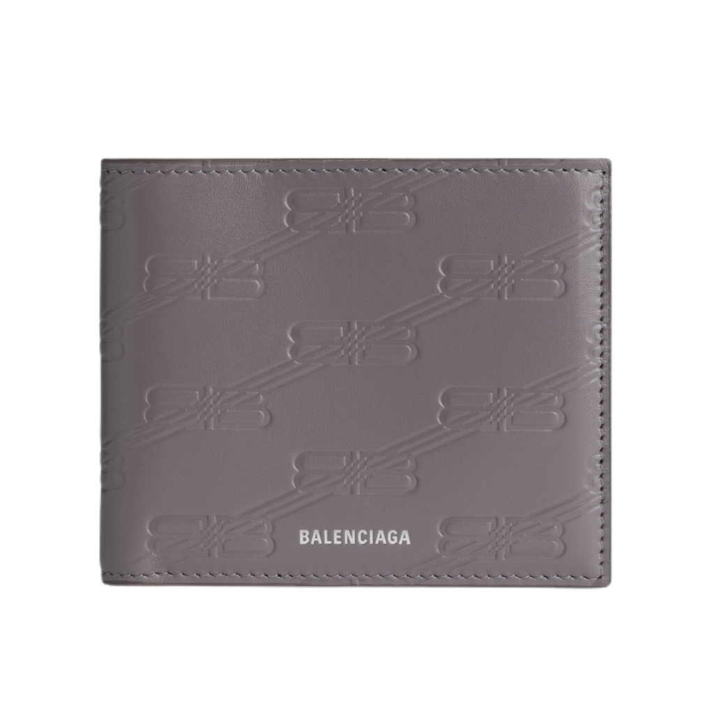 Balenciaga Mens Embossed Monogram Square Folded Wallet Box in Black