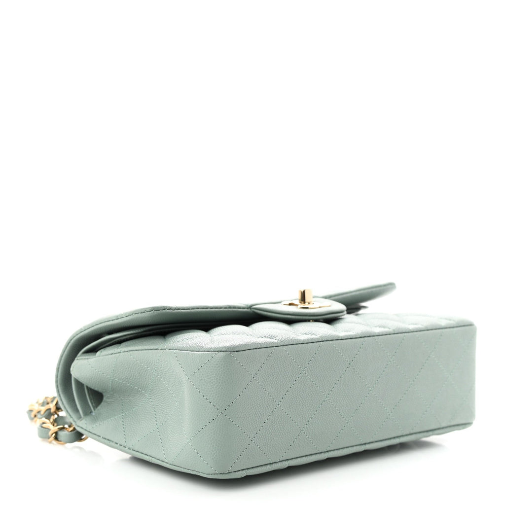 CHANEL CAVIAR QUILTED SMALL DOUBLE FLAP LIGHT BLUE