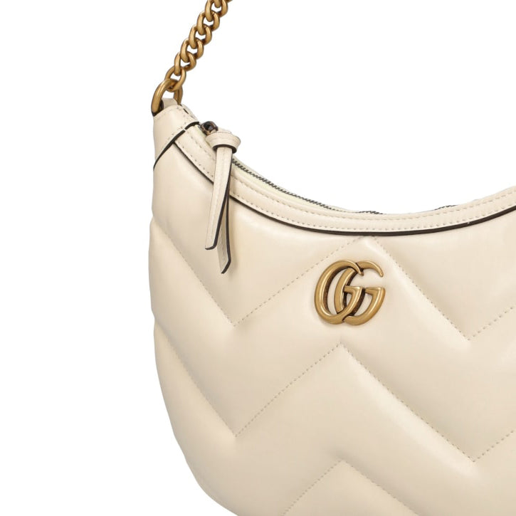 Gucci Small gg marmont leather shoulder bag White