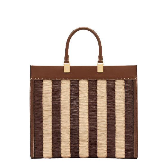 Fendi Sunshine Medium - Pequin raffia and brown