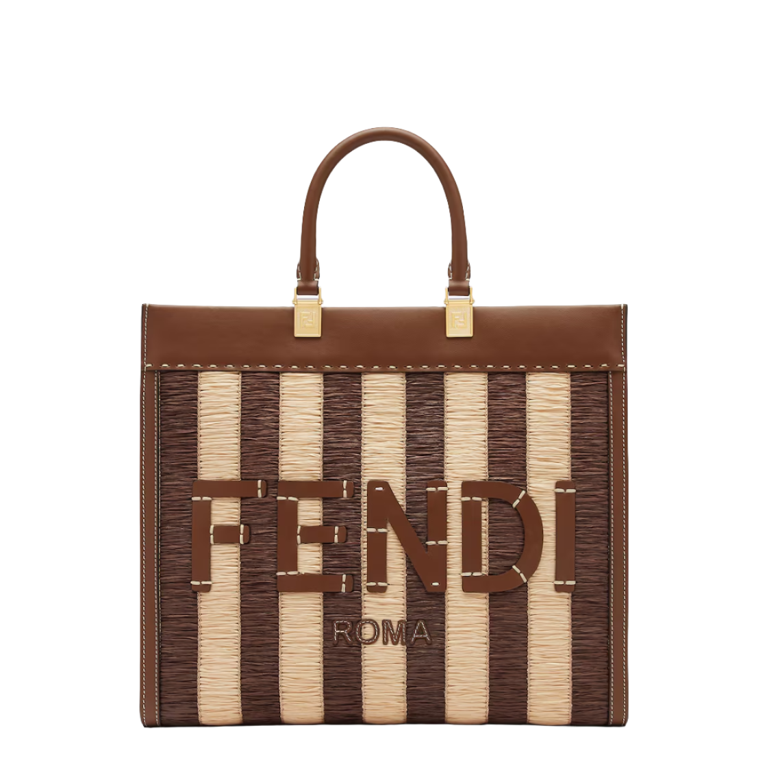 Fendi Sunshine Medium - Pequin raffia and brown