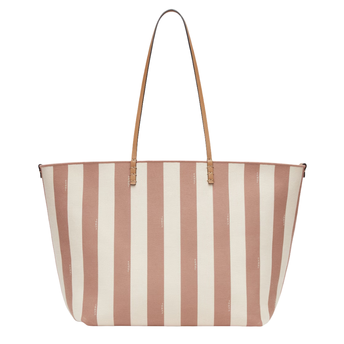 Fendi Large Roll - Reversible shopper in Pequin striped and beige FF fabric