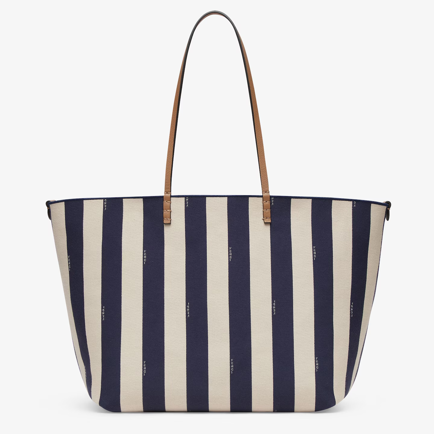 Fendi Large Roll - Reversible shopper in Pequin striped and midnight blue FF fabric