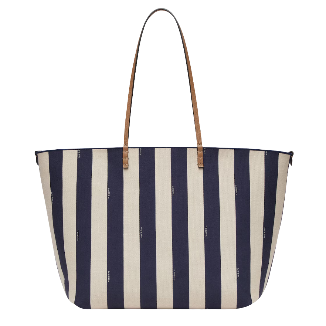 Fendi Large Roll - Reversible shopper in Pequin striped and midnight blue FF fabric