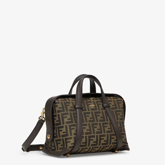 Fendi Boston 365 - Brown FF jacquard fabric bag
