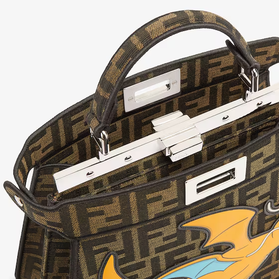 Fendi Peekaboo ISeeU Small - FENDI x FRGMT x POK_MON brown FF fabric bag