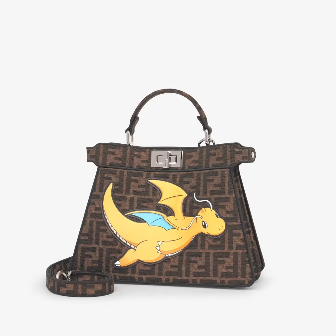 Fendi Peekaboo ISeeU Small - FENDI x FRGMT x POK_MON brown FF fabric bag