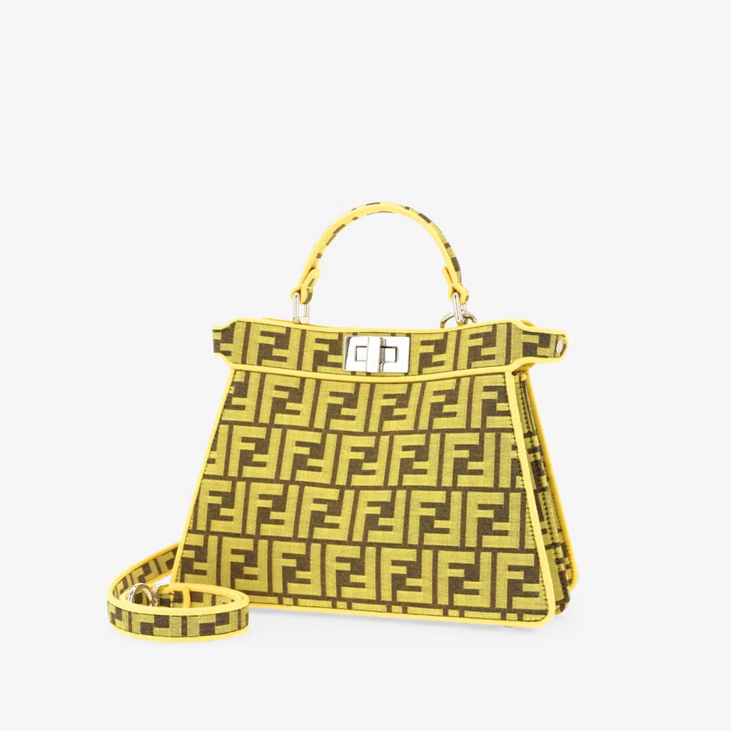 Fendi Peekaboo ISeeU Small - Fendi x FRGMT yellow FF fabric bag