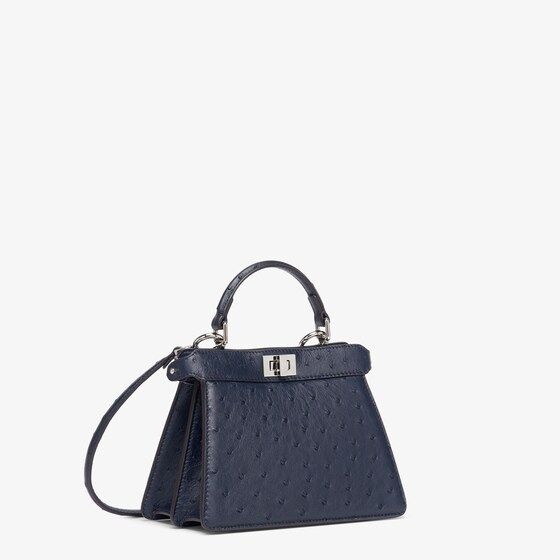 Fendi Peekaboo ISeeU Petite - Midnight blue ostrich leather bag