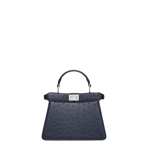Fendi Peekaboo ISeeU Petite - Midnight blue ostrich leather bag