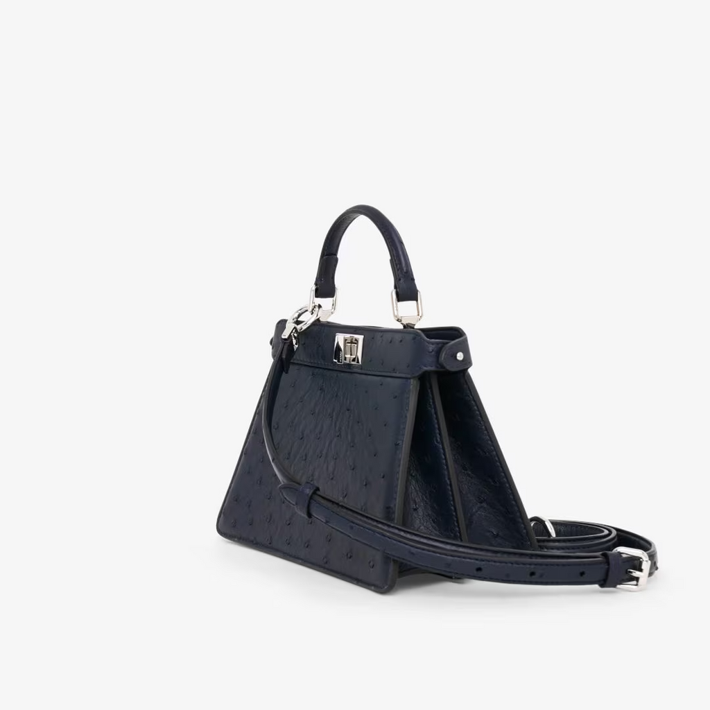 Fendi Peekaboo ISeeU Petite - Midnight blue ostrich leather bag