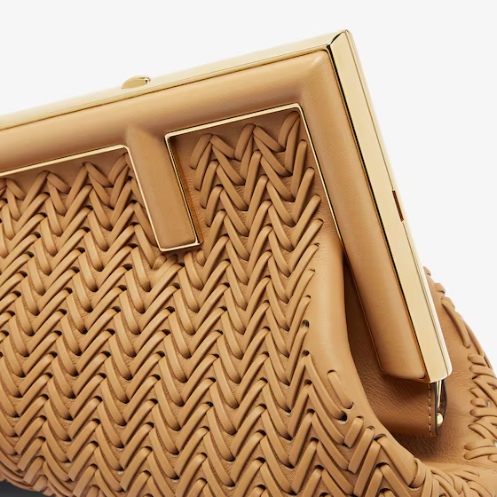 Fendi First Small - Light brown interlaced leather bag Super master