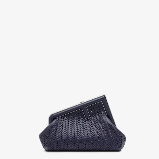 Fendi First Small - Midnight blue woven leather bag Super master