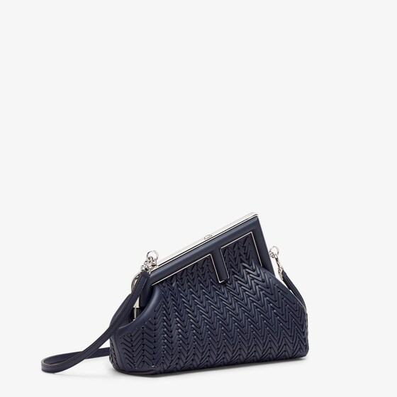 Fendi First Small - Midnight blue woven leather bag Super master