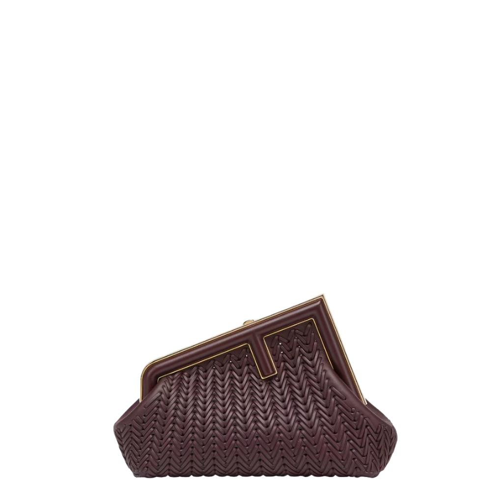 Fendi First Small - Burgundy braided leather bag Super master